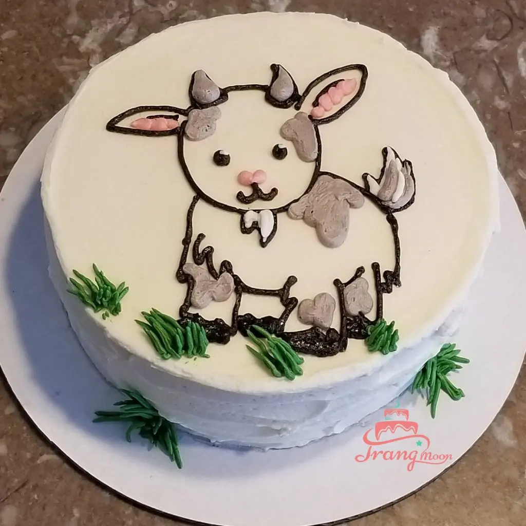 Bánh kem vẽ hình con dê dễ thương