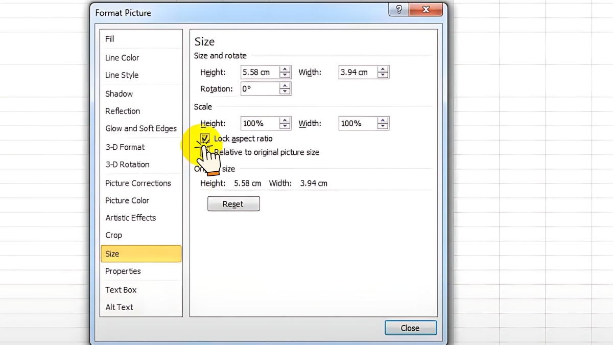 Cách tạo kích thước ảnh 3x4 trong Excel bước 2
