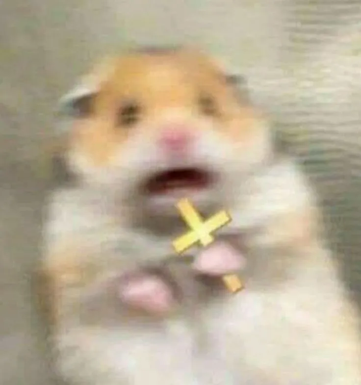 Bộ ảnh Meme Chuột Cầm Thánh Giá với biểu cảm hoang mang, hoảng sợ, căng thẳng