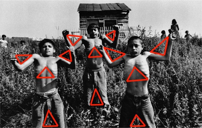 Note all of the triangles in the scene that make up this photograph.