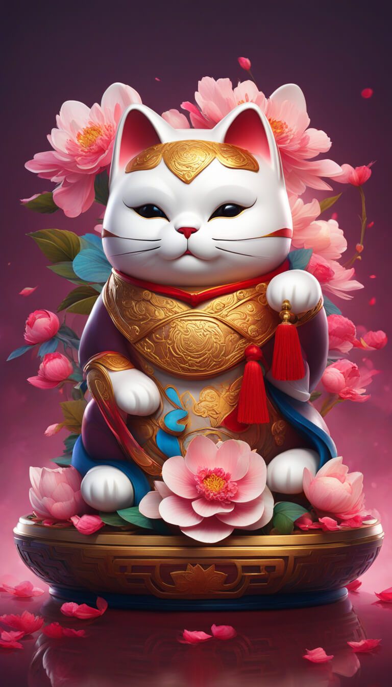 hình nền may mắn mèo thần tài