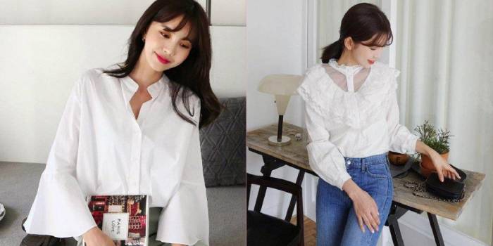Kiểu áo cổ tàu phối ren cuốn hút cho nữ đi làm