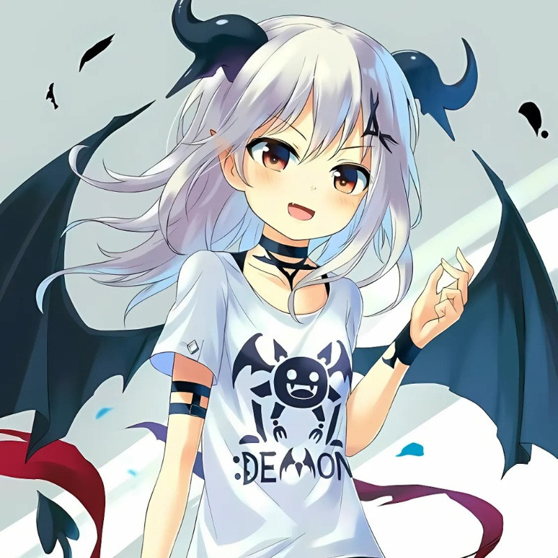 Ác quỷ anime chibi dễ thương với trái tim