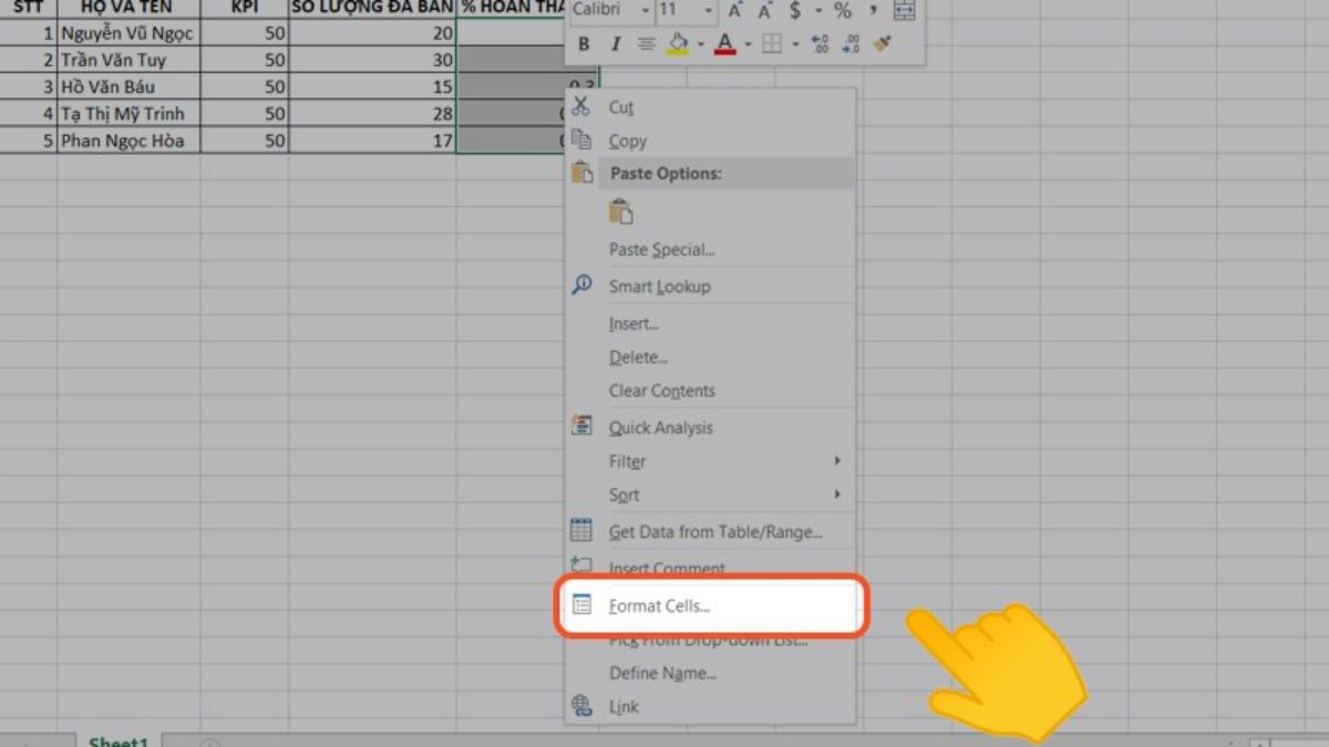 Cách tính phần trăm trong Excel nhanh nhất