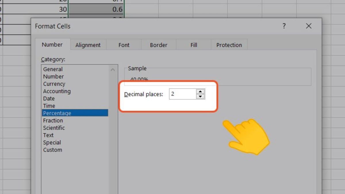 Cách tính làm tròn phần trăm trong Excel