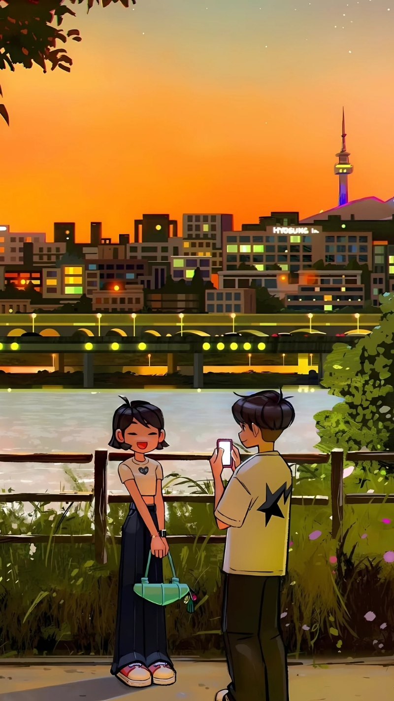ảnh nền tình yêu điện thoại chibi dễ thương