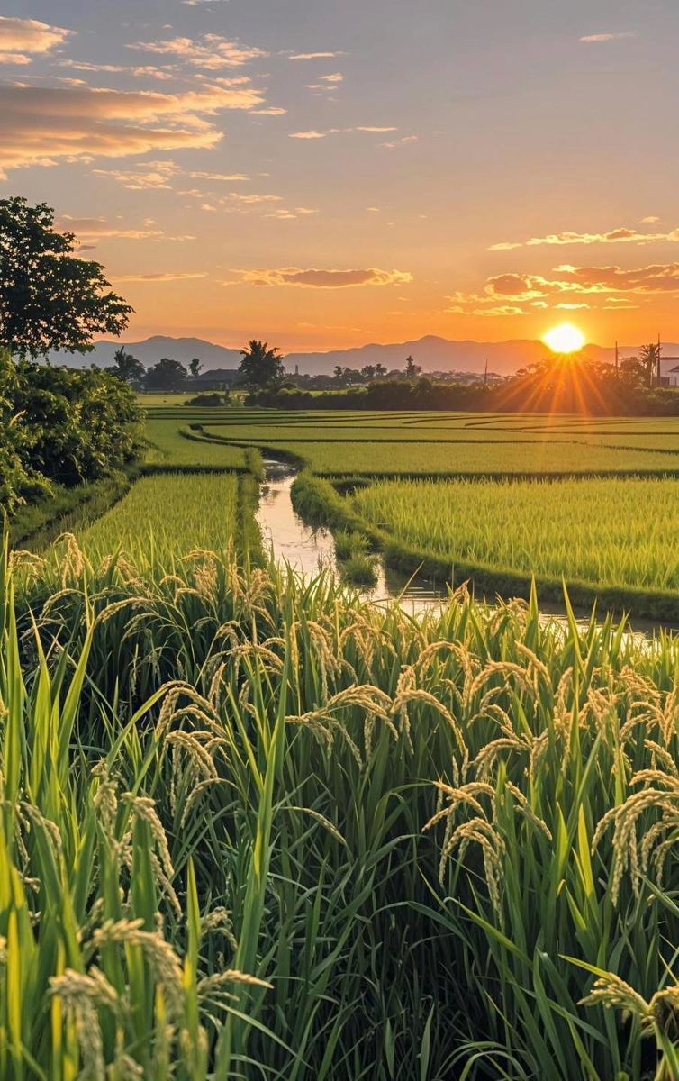 Hình ảnh đồng quê đẹp nhất khi mặt trời còn chưa lên cao