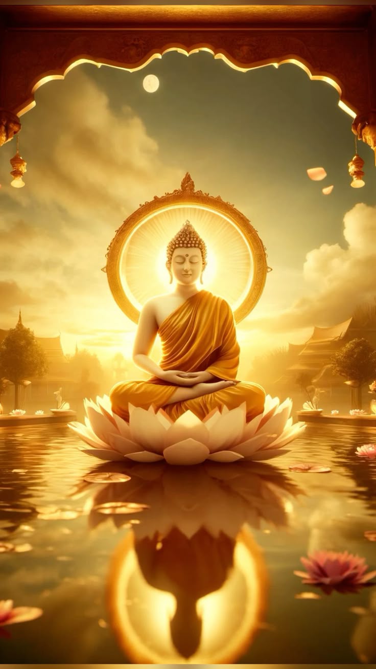 Ảnh A Di Đà Phật màu vàng đẹp trang trọng