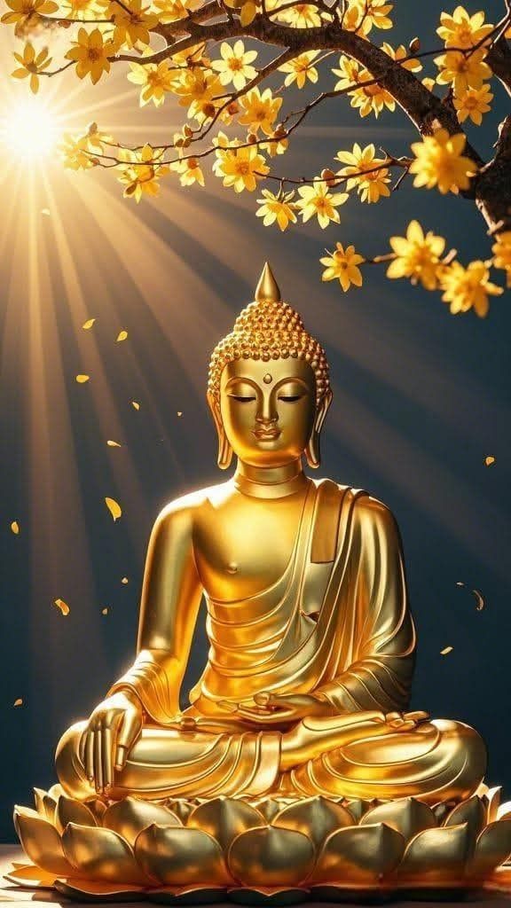 Hình ảnh chấp tay Nam Mô A Di Đà nền vàng