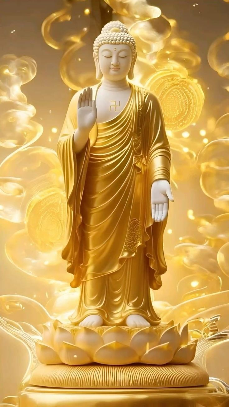 Hình ảnh Phật A Di Đà màu vàng phước lành