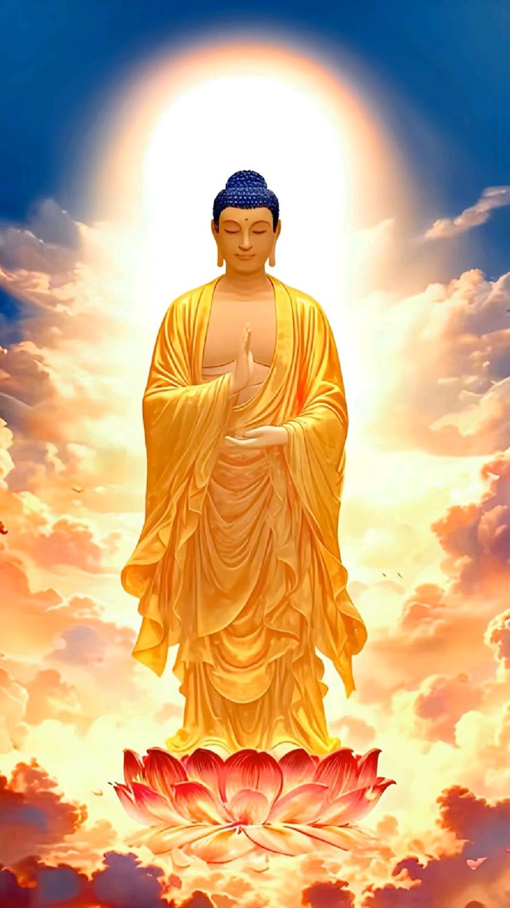 Ảnh Phật A Di Đà ngồi đài sen vàng đẹp