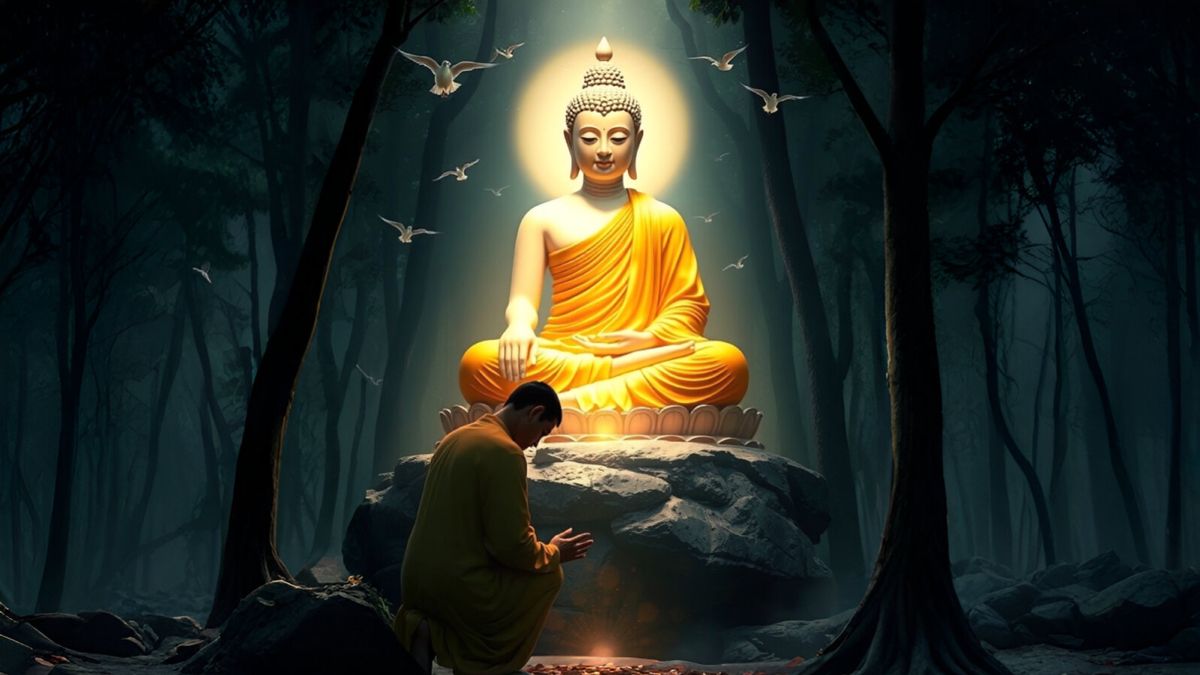 Ảnh nền Nam Mô A Di Đà Phật sáng rực