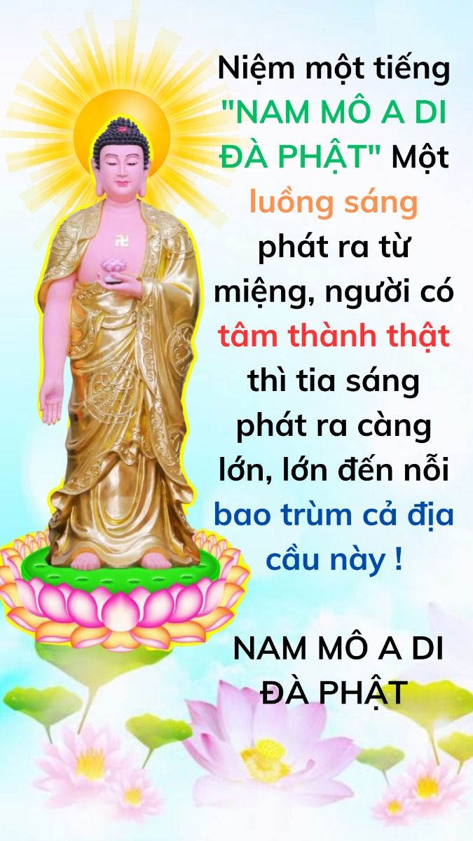Ảnh Phật A Di Đà ngồi với chữ chú