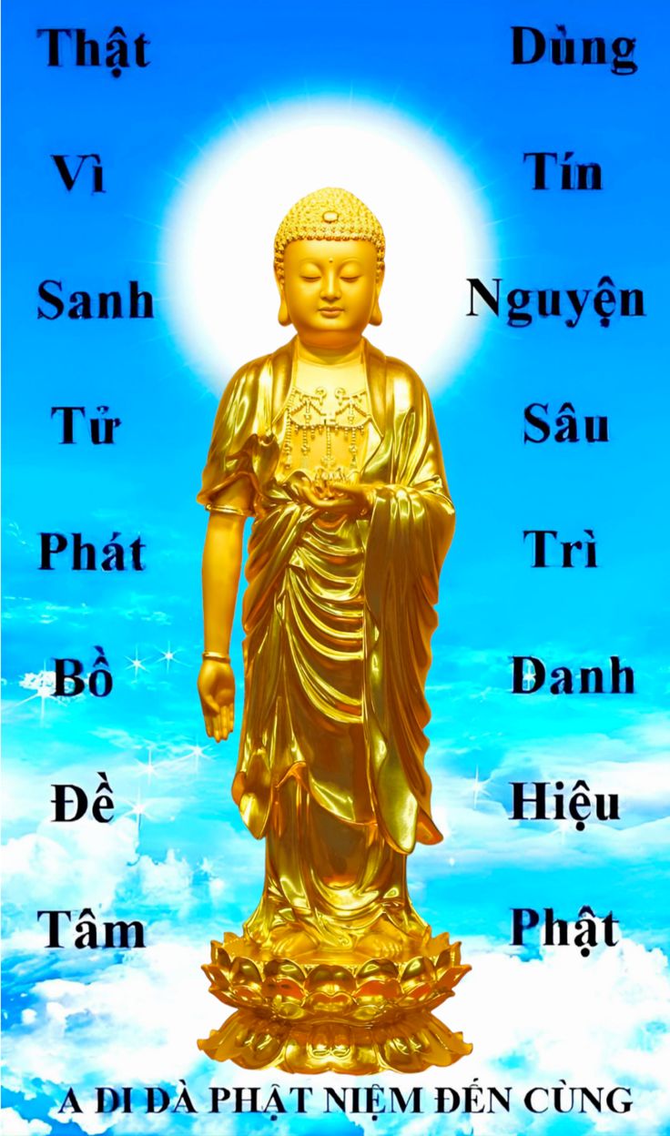 Hình ảnh Phật A Di Đà màu vàng huyền diệu