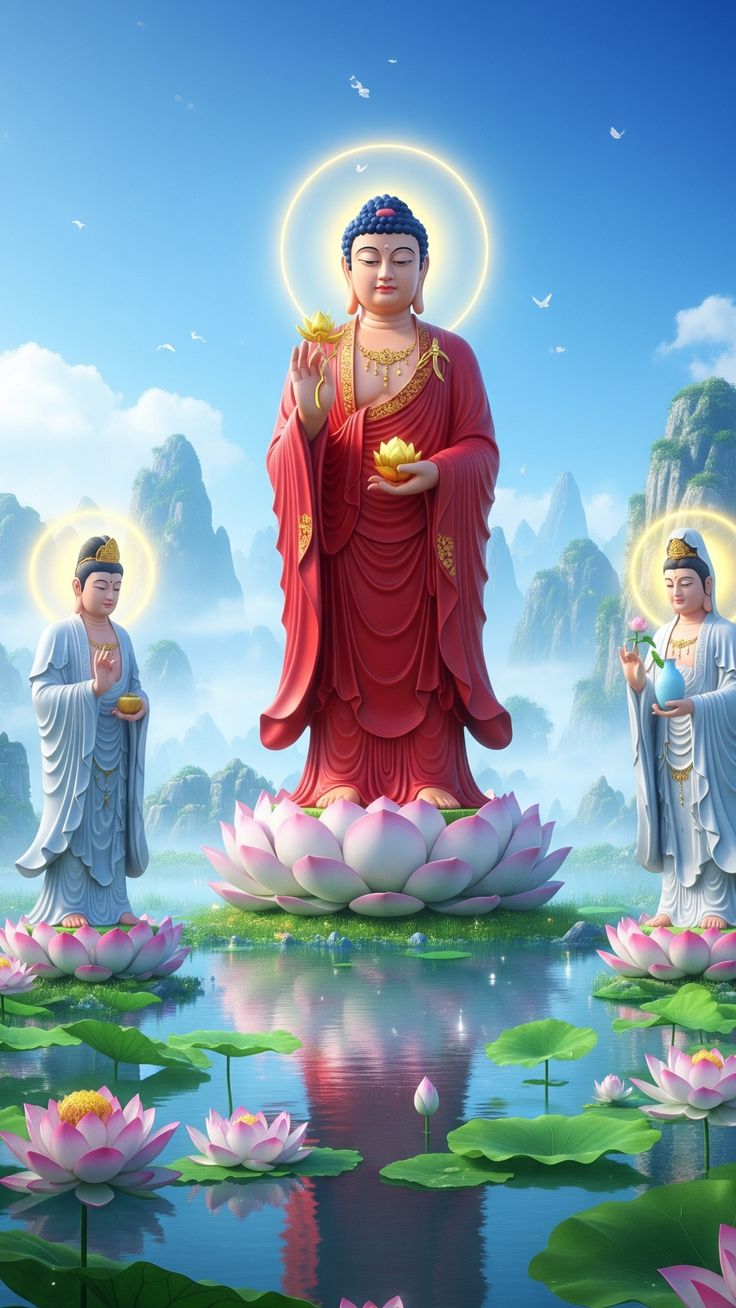 Ảnh Phật A Di Đà 3D đứng tĩnh tại