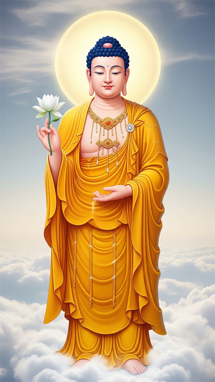 Ảnh Phật A Di Đà đứng đài sen vàng
