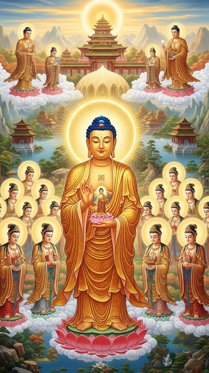 Hình ảnh Phật A Di Đà đứng hướng nam