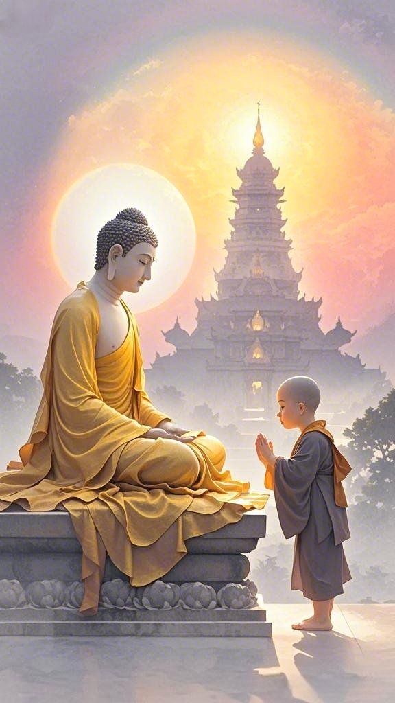 Ảnh Phật A Di Đà tiếp dẫn trong khung cảnh nhiệm màu
