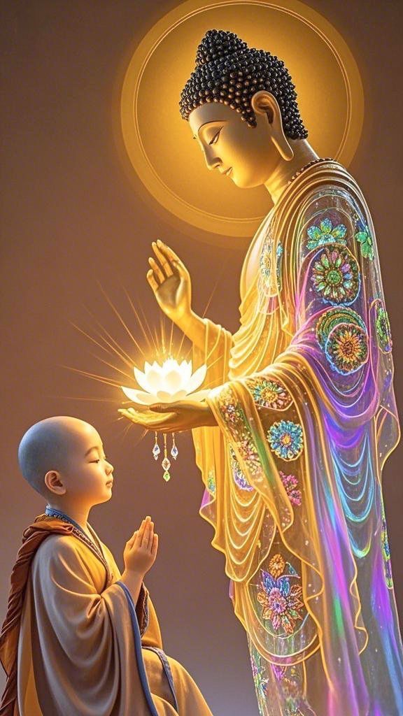 Ảnh Phật A Di Đà tiếp dẫn linh thiêng và an lạc