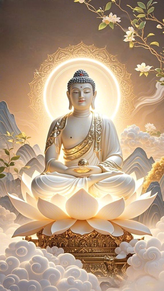 Ảnh Phật A Di Đà nền vàng đẹp