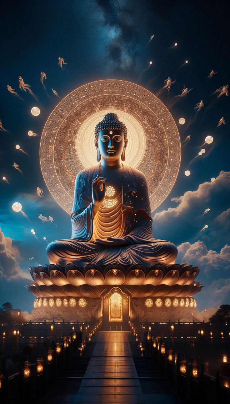 Ảnh Phật A Di Đà 3D dáng đứng thiêng liêng