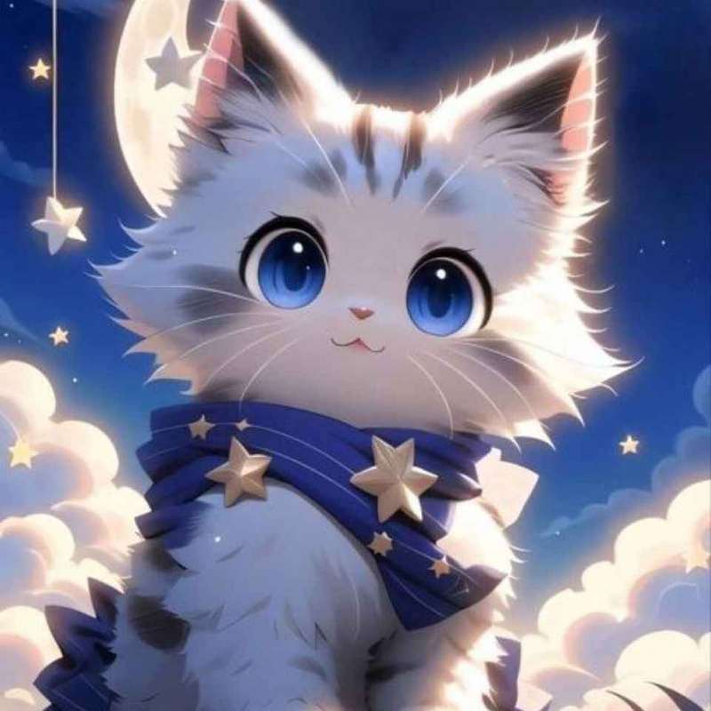 Avatar mèo anime màu pastel