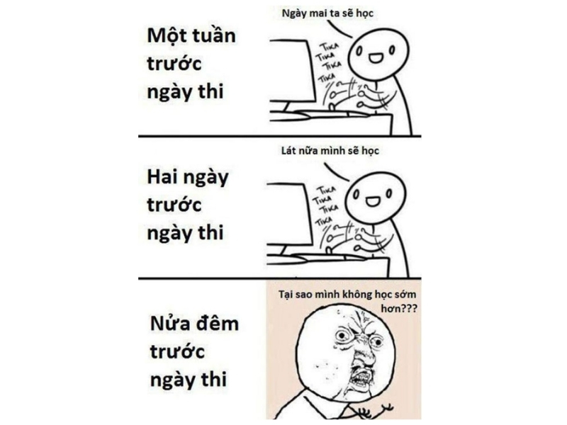 Meme ôn tập trước ngày thi