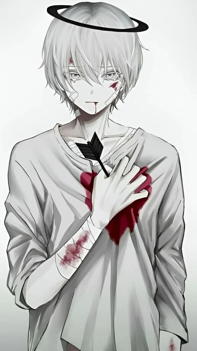 Hình nền buồn anime với trái tim rỉ máu