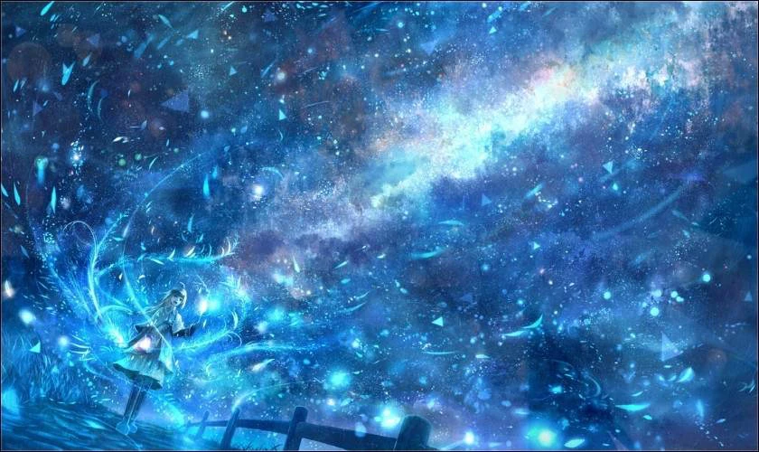 Hình nền màu xanh dương galaxy