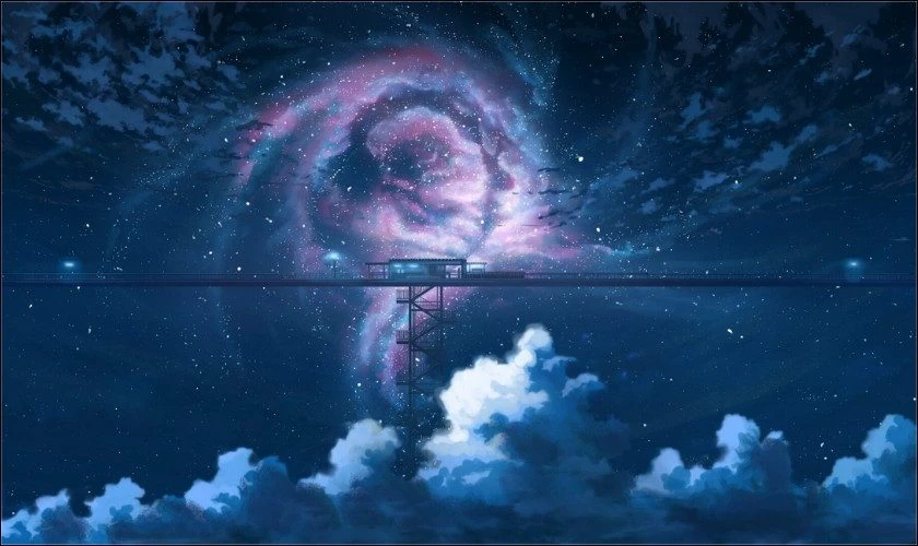 Hình nền màu xanh dương galaxy hấp dẫn