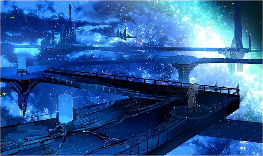 Hình nền màu xanh dương galaxy độc lạ