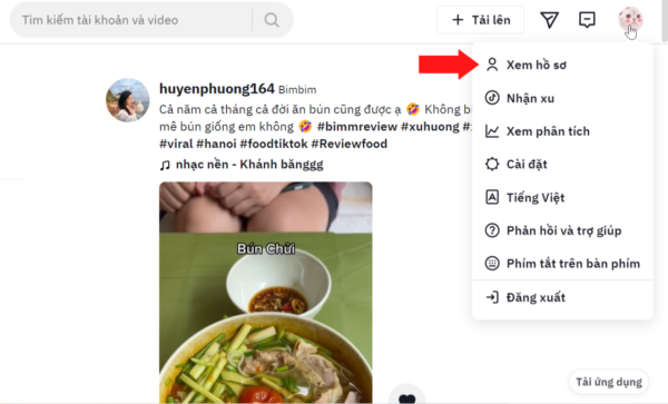 Chọn vào Xem hồ sơ
