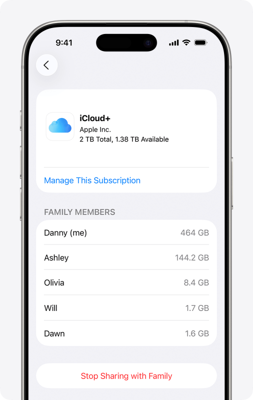 Share iCloud+ with your Family Sharing group