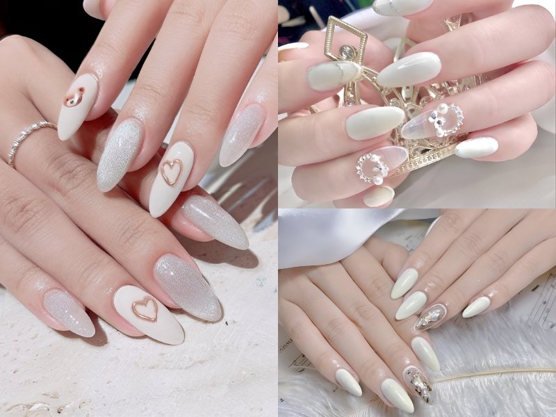 Nail cô dâu đơn giản. (Nguồn: Carmen Owens - Pinterest)