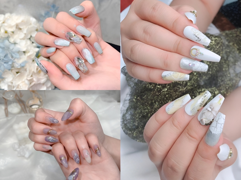 Nail cô dâu phối màu đa dạng. (Nguồn: Lidia - Pinterest)