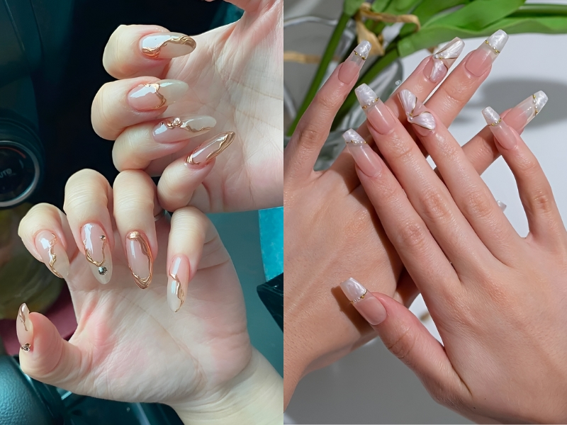Nail cô dâu phối màu đa dạng, hoà hợp. (Nguồn: soqpae - Pinterest)