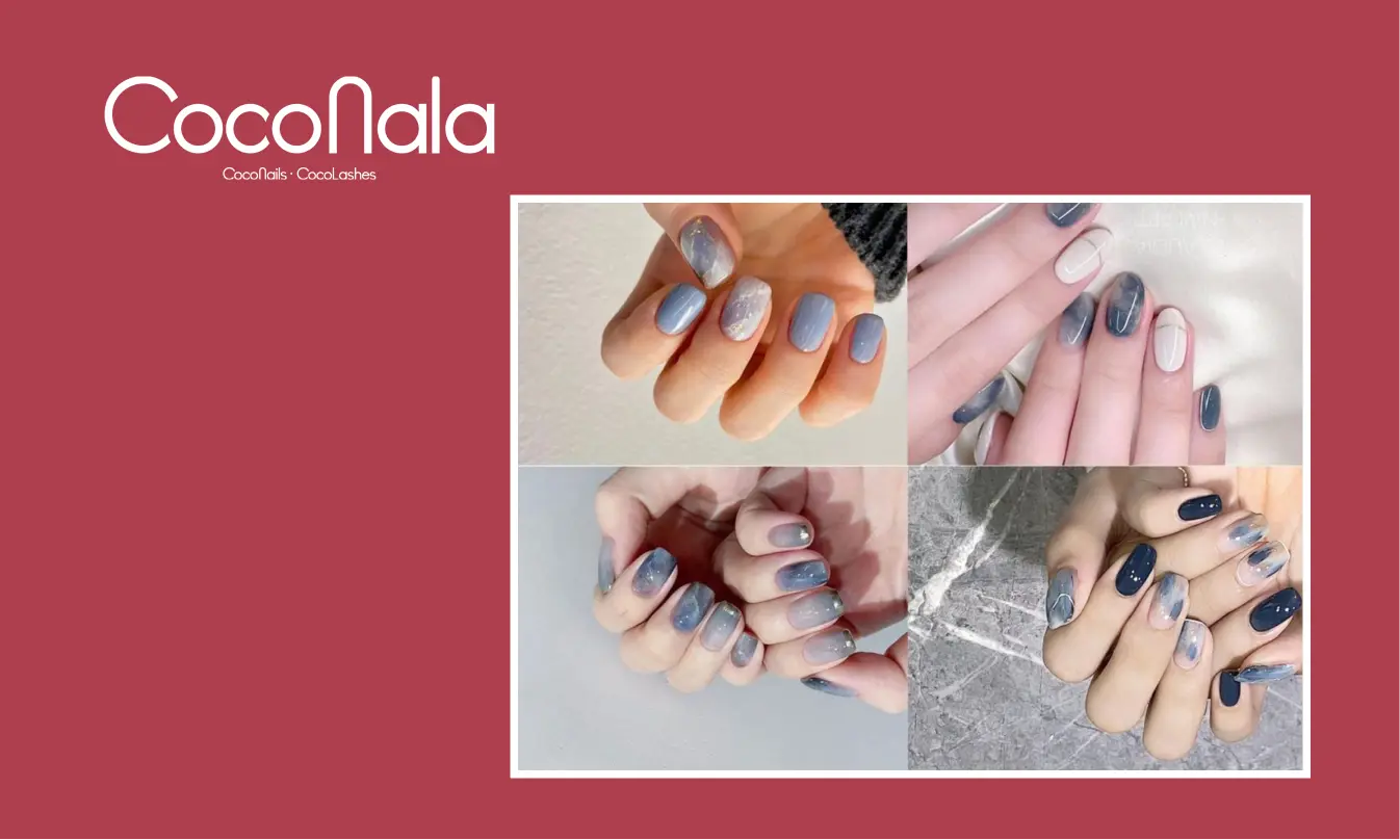 Mẫu nail vân đá xanh mang đến nét đẹp dịu nhẹ, thanh lịch