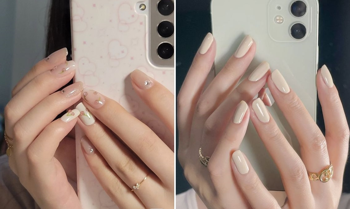 Kiểu móng tay basic cực xinh với màu sơn nhẹ nhàng.