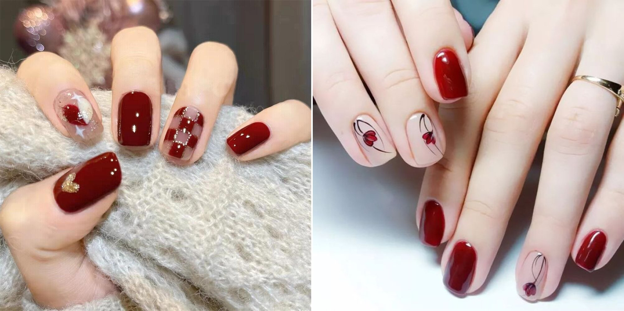 Móng tay màu đỏ đơn giản, tông màu dễ dùng và tôn da.