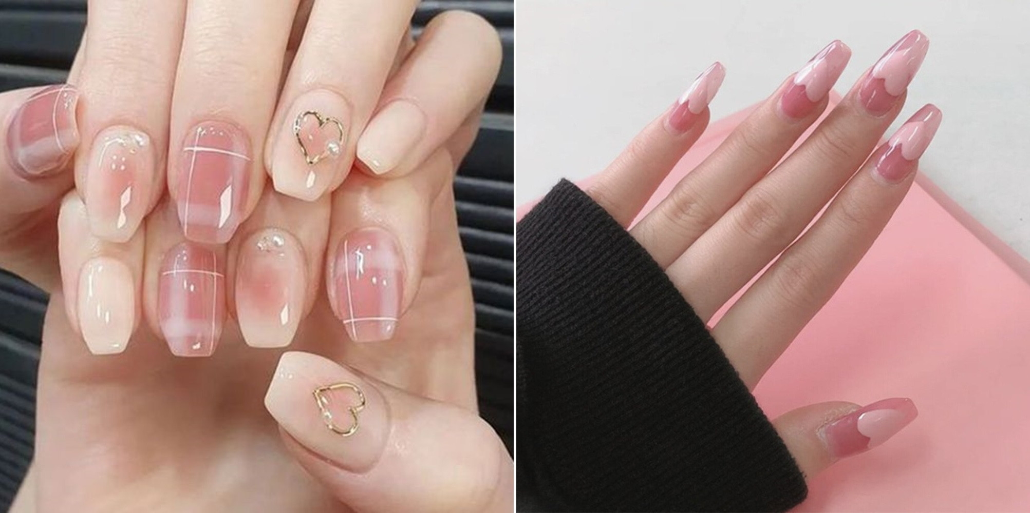 Móng tay màu hồng nhạt đơn giản, tự nhiên phù hợp học sinh.