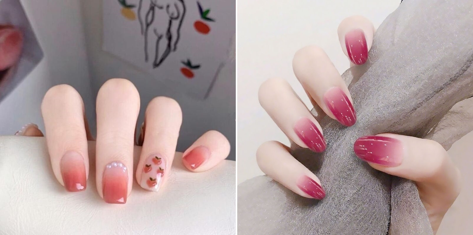 Sơn móng tay kiểu Ombre đơn giản, dễ phối đồ.