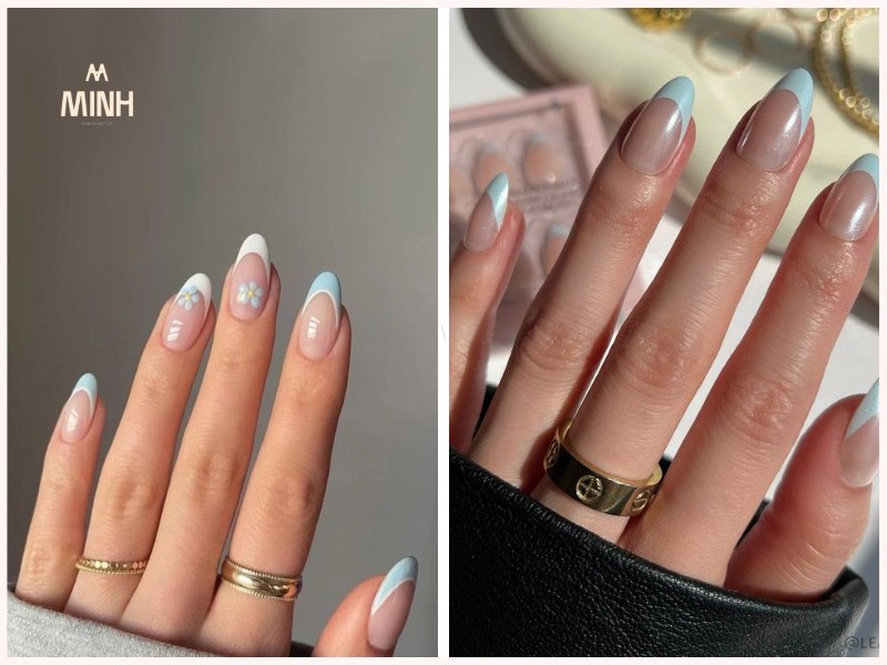 Nail xanh dương ombre