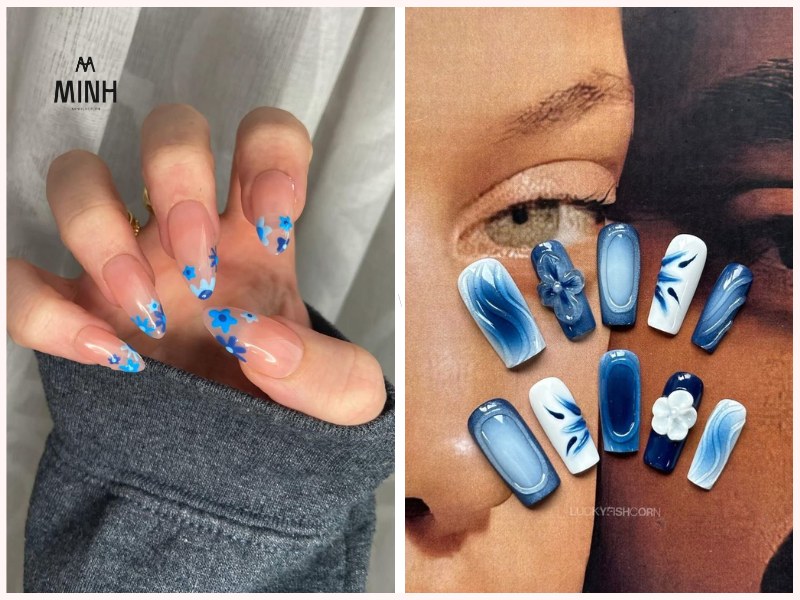 Nail xanh dương sơn nhám/ lỳ