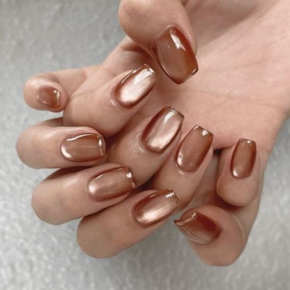 Nail thạch nâu bóng nước trong suốt