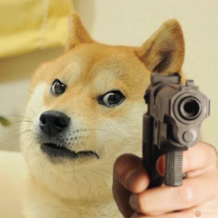Meme chó cầm súng