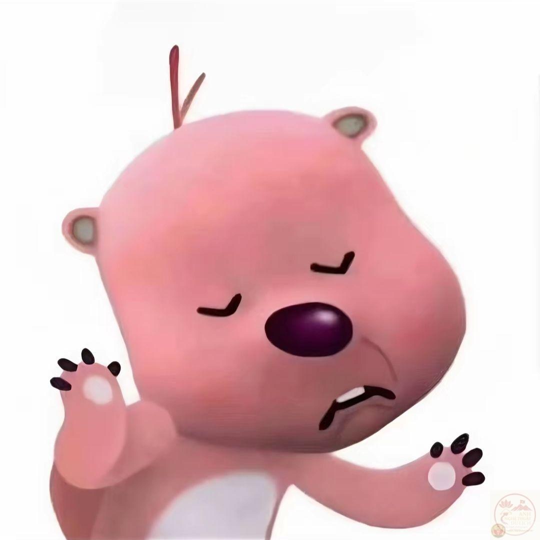 meme bĩu môi gấu hồng