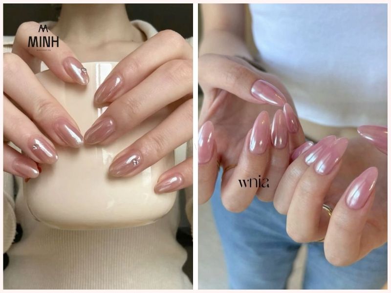 Mẫu nail đẹp cho móng dài màu hồng ngọt ngào