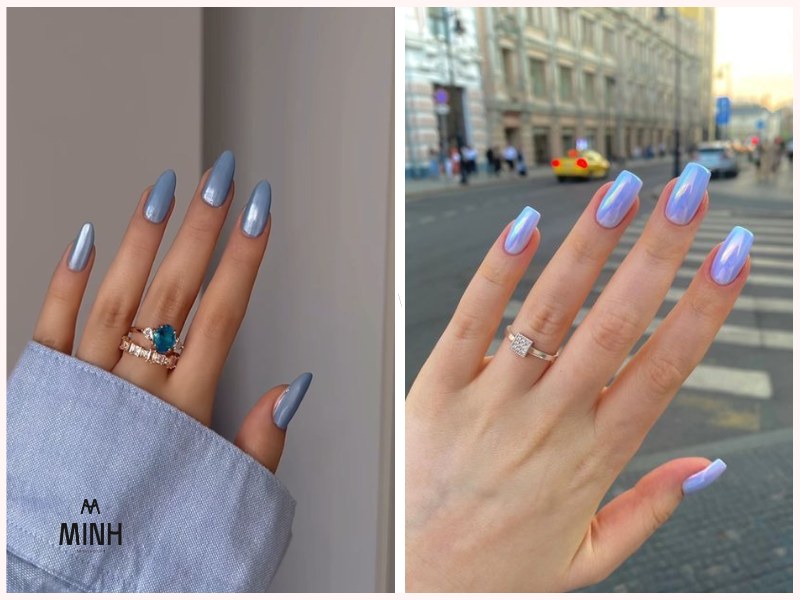 mẫu nail xanh dương đẹp