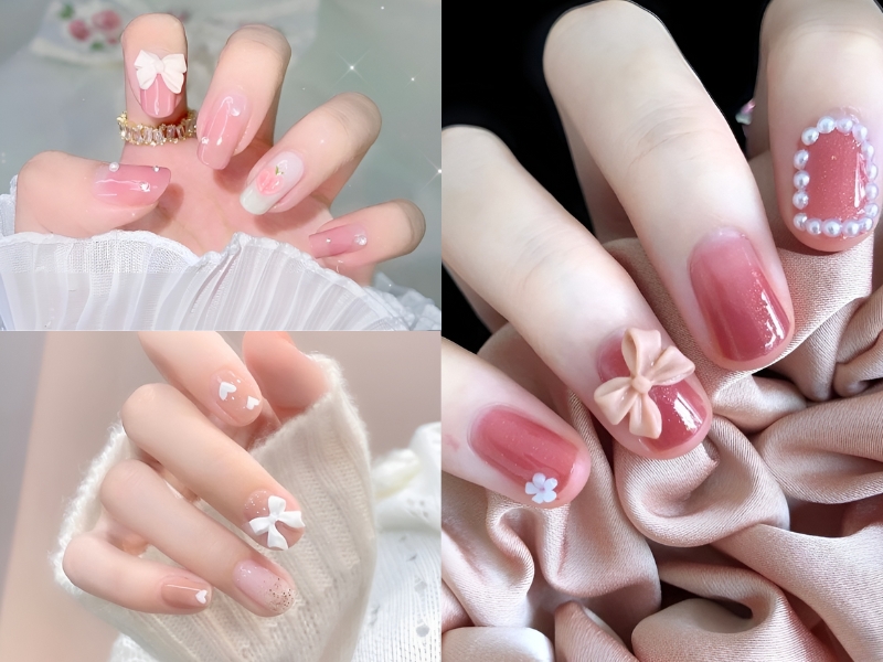 Nail ngắn tông hồng nude nữ tính cho các nàng tiểu thư. (Nguồn: Gaani - Pinterest)