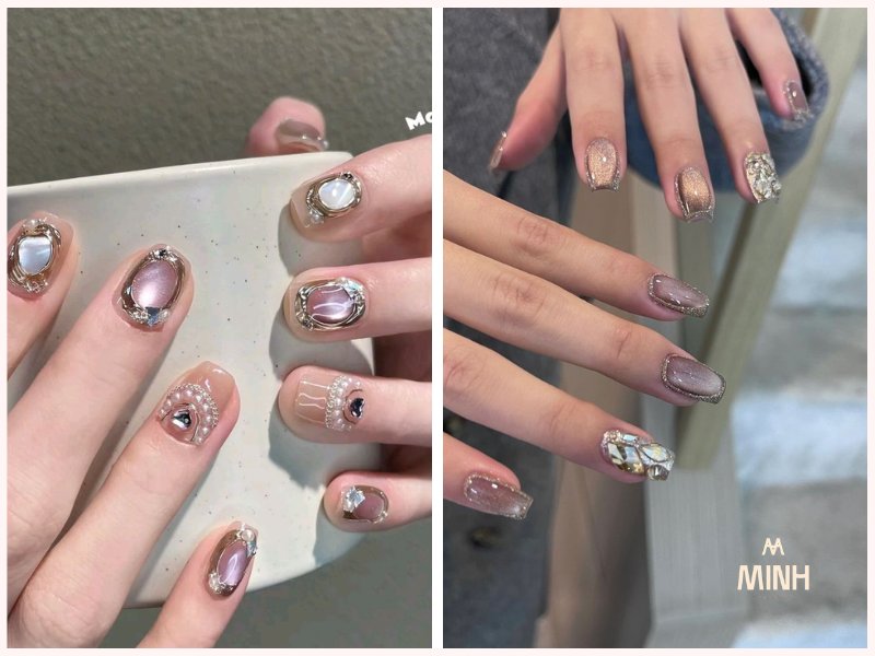 Những mẫu nail đính đá sang chảnh